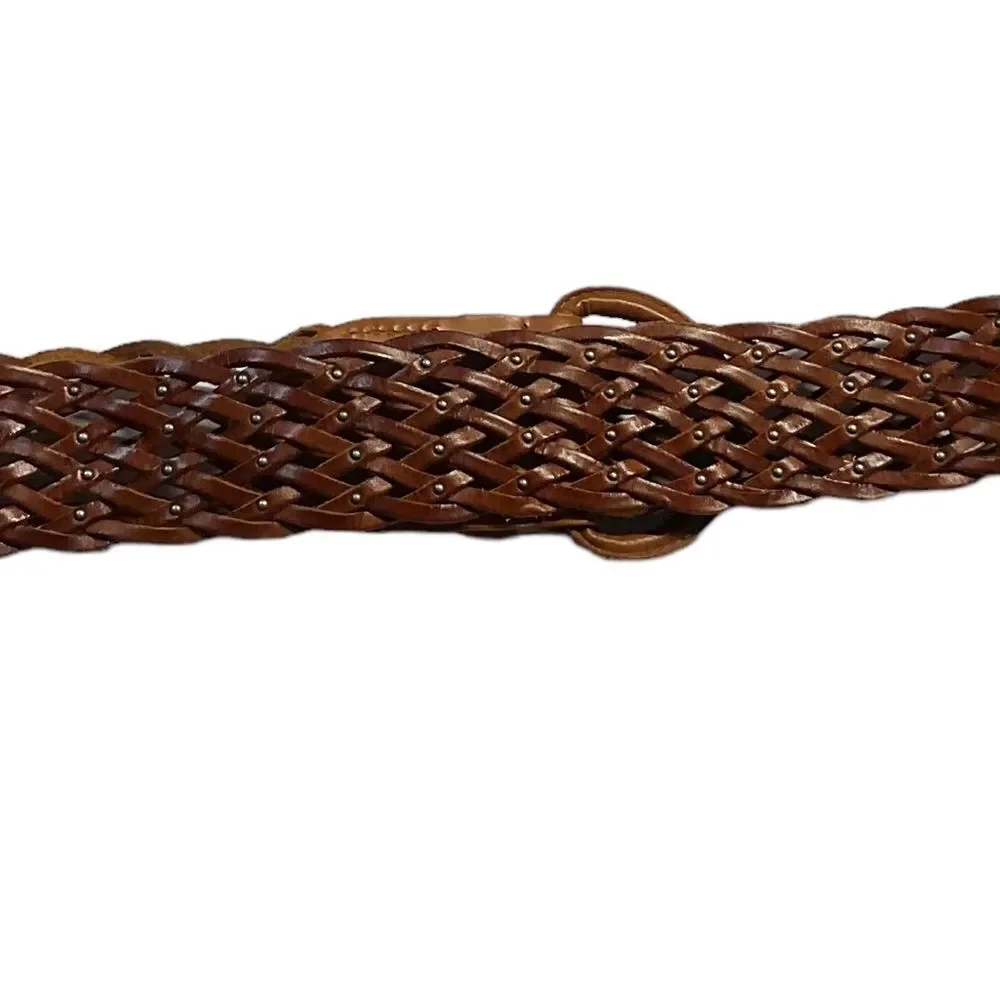 American Eagle Outfitters Brown Woven Genuine Leather Belt Size L/XL